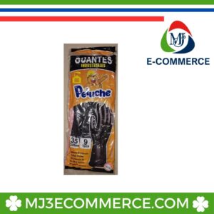 GUANTES DE JEBE NEGRO CALIBRE 35 PELUCHE M-L